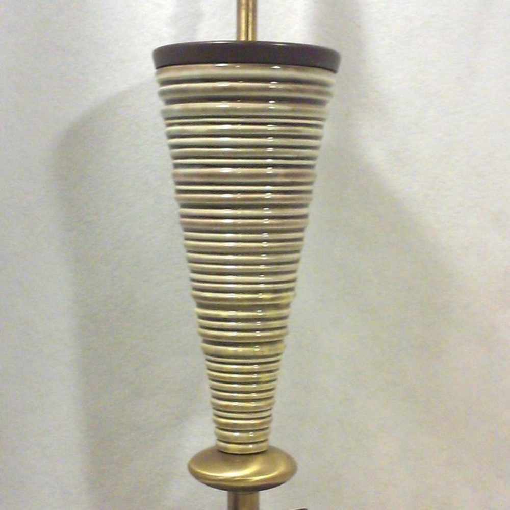 Mid-Century Brown Ceramic Table Lamp Atomic Vintage Light